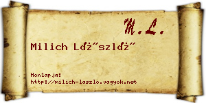 Milich László névjegykártya